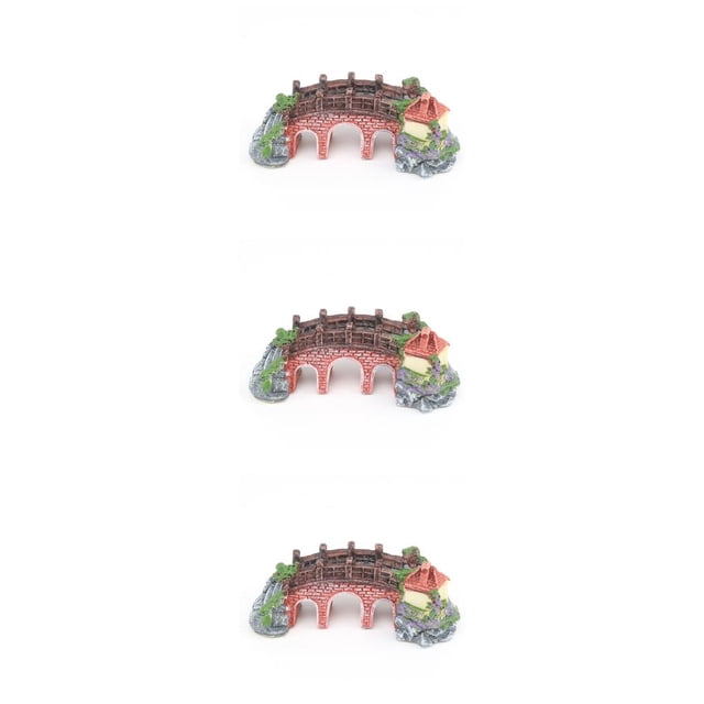 ZheElen Resin Castle Aquariums Decoration Simulation Turtle Climbing Three Eye Bridge 3Set