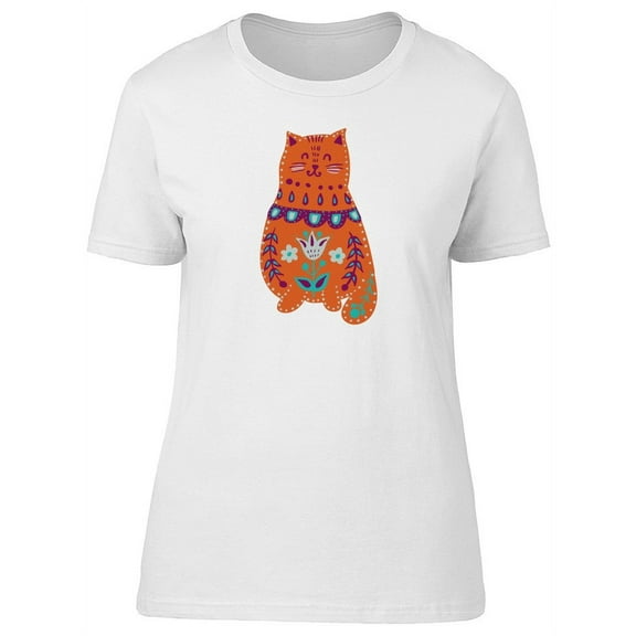 Cute Floral Orange Kitten Tee Women's -Image by Shutterstock