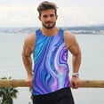 thumbnail image 6 of Gukieu Swirl Blue And Purple Print Men's Quick Dry Fitness Vest, Round Neck Sleeveless Fitness Bodybuilding Top-Medium, 6 of 7