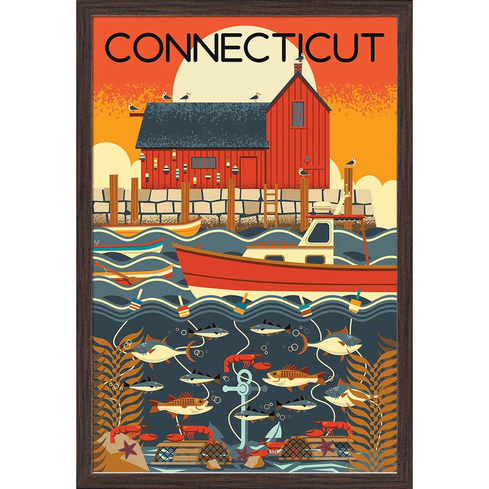 Connecticut Nautical Geometric Lantern Press Artwork (24x36 Giclee