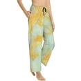 thumbnail image 6 of Salouo Yellow With Teal Marble Print Women's Pajama Pants Casual Loose Sweatpants PJs Flowy Pants Drawstring Palazzo for Women Wide Leg Pants Lounge Pajama -Medium, 6 of 8