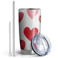 thumbnail image 2 of 20 Oz Valentine's Day Heart Pattern Coffee Tumbler Double Wall Insulated Stainless Steel Water Bottle | Metal Reusable Thermoses Flask with Cup Cap | Leak & Sweat Proof with Anti-Dust Lid, 2 of 7