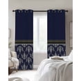 thumbnail image 2 of Boho Navy Blue Flower Blackout Curtains 54 Inch Length 2 Panels Set for Living Room Bedroom, Abstract Bohemia Pesley Floral Room Darkening Window Curtains Thermal Insulated Black Out Curtain 52"x54", 2 of 8