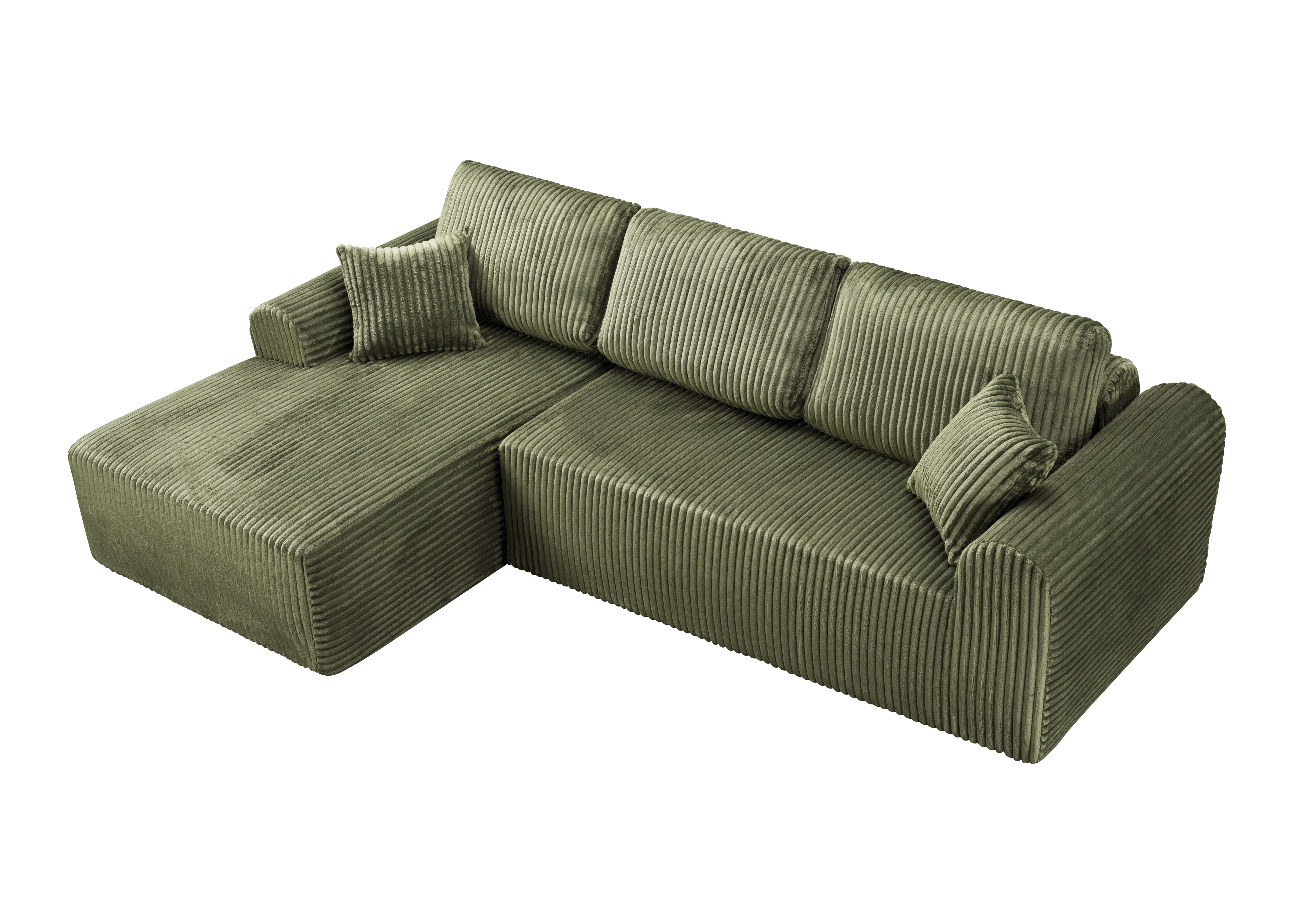 Shikeyi 109" Cloud Modular Sectional Sofa Couch with L-Shape Chaise,Modern Minimalist Upholstered Boneless Couches for Living Room Bedroom, Green