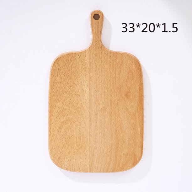 Tabla de cortar de haya, tabla de pizza, tabla de cortar fruta cortada para colgar, tabla de cortar de madera con mango, tabla de cortar de madera maciza