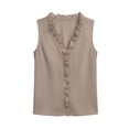 thumbnail image 4 of BUIGTTKLOP Tank Tops for Women Ruffle Hem V Neck Sleeveless Blouse Boho Camisole Top Summer Casual Clothes 2026, 4 of 5