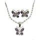 thumbnail image 1 of COLLAR DE MARIPOSA MORADA DE PLATA Y ARETES, 1 of 3