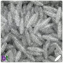 BeadTin Silver Glimmer 19mm Spaghetti Plastic Beads (150pcs)