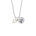 thumbnail image 2 of Delight Jewelry Two-tone Open Cupid's Heart Silvertone Script Initial Disc - P - Charm Necklace, 20"+3", 2 of 4