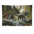thumbnail image 5 of COMIO  Dinosaur Tapestry Wild Ancient Predator Animal Wall Hanging Tropical Forest with Green Trees and Mountain Wall Tapestries for Bedroom Living Room Dorm Party Wall Decor, 5 of 7
