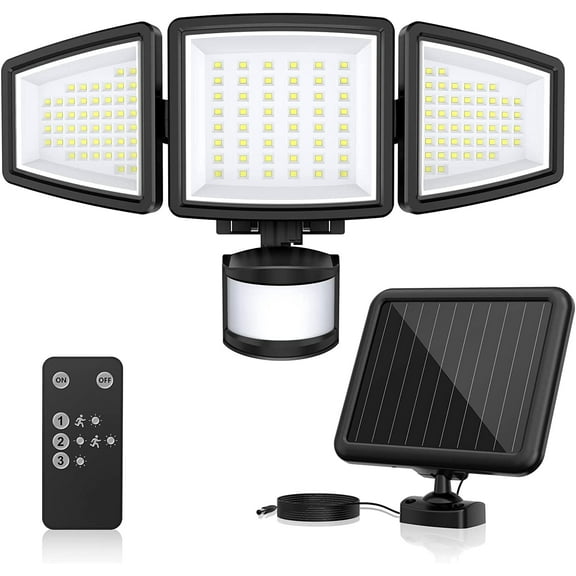 SZRSTH Solar Lights Outdoor - 3000LM Motion Sensor Flood Light with Remote LED Security Wall Lamp for Outside Garage Yard