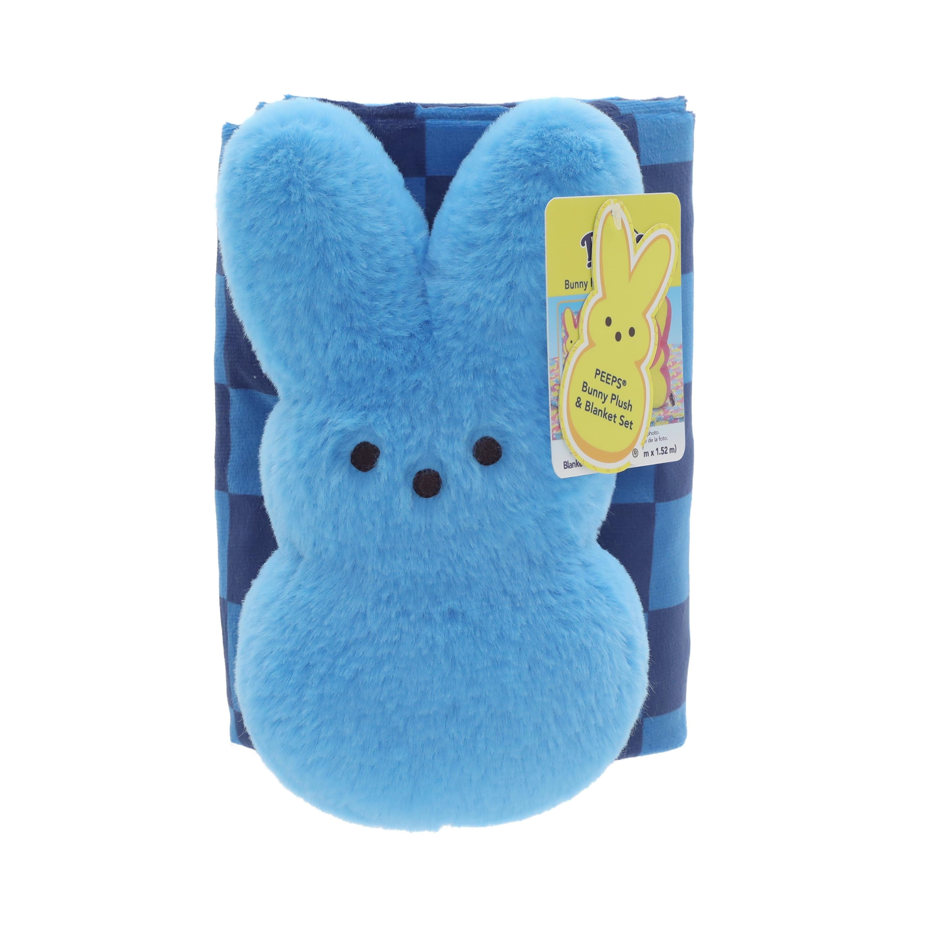 PEEPS® Blue Bunny Plush with Matching Blanket, Two-Piece Easter Gift Set