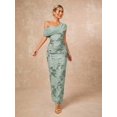 thumbnail image 7 of Womens Elegant Sage Green One-Shoulder Maxi Dress with Floral Sequin, 7 of 7
