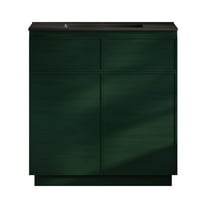 St. Tropez 36" Freestanding Bathroom Vanity in Green Oak with Black Sink Top