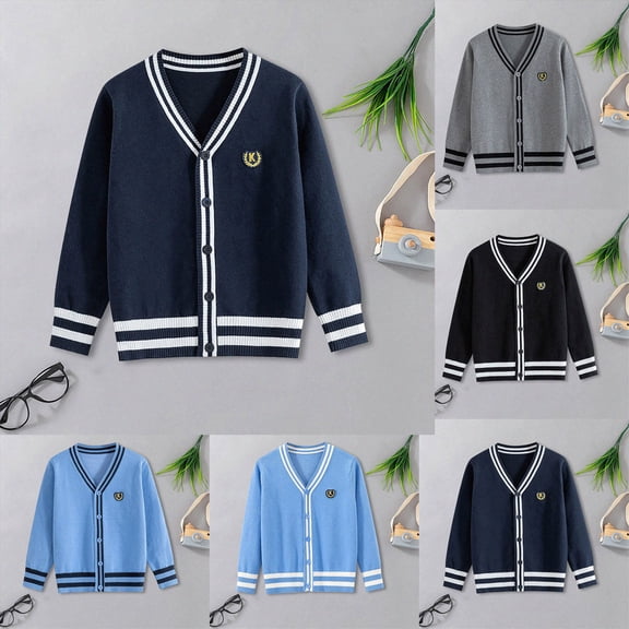 Toddler Boys Girls Button Down Cardigan Sweaters Kids Long Sleeve Fall Winter Soft Knit Casual Sweater Tops 6-12 Months 12-24 Months 2T 3T 4T 5T 6T 7T 8T 9T Children 4-5 Years