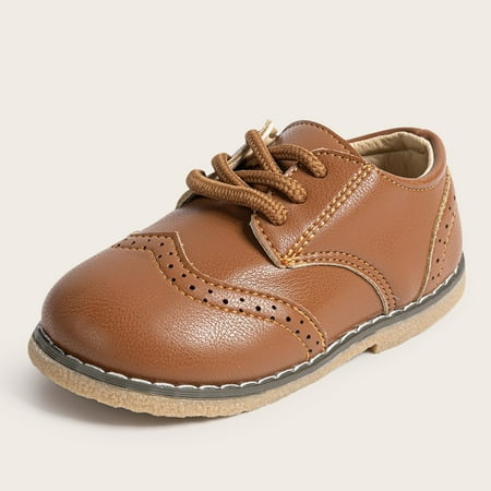 

Boys PU Leather Shoes Lace Up Non-Slip Loafer