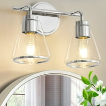 Deyidn Gold Bathroom Vanity Light Fixtures, 2 Light Bathroom Light Fixtures with Clear Glass Shade
