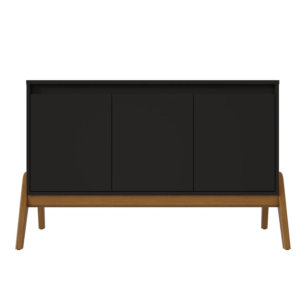 Manhattan Comfort Mid-Century Modern Gales 48.50 Sideboard with Solid Wood Legs in Matte Black Manhattan Comfort Mid-Century Modern Gales 48.50 Sideboard with Solid Wood Legs in Matte Black