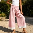 thumbnail image 5 of Ohufall Girls Pants Lace Hem Elastic Waist Wide Leg Casual Pants Kids Thin Comfort Striped Pant 2-14T, 5 of 5