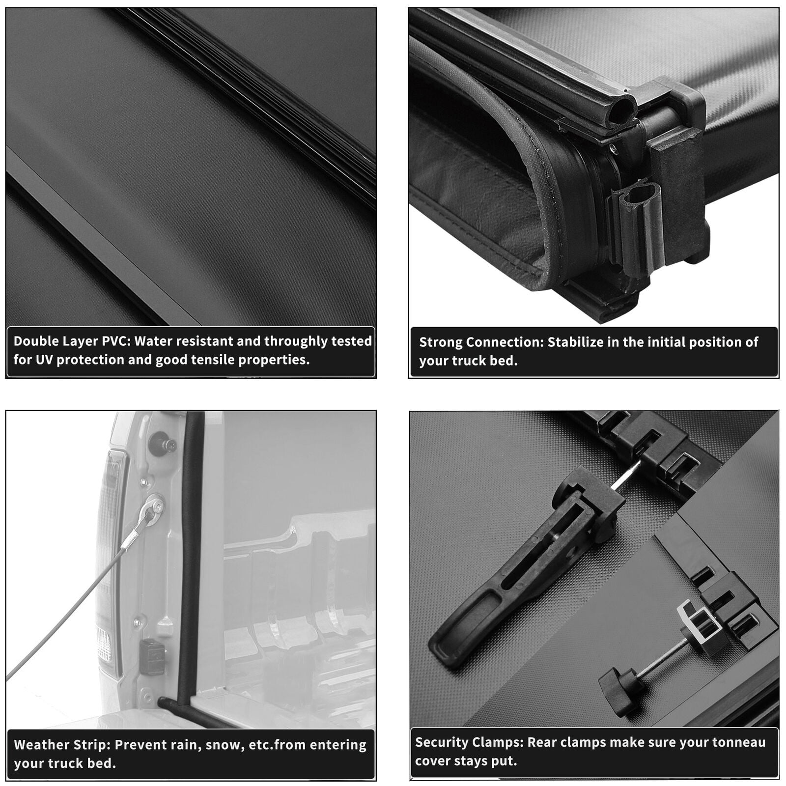 RVNI 6.6 ft Four Fold Tonneau Cover Soft Truck Bed Covers for 2009-2014 Ford F-150 F150 Styleside