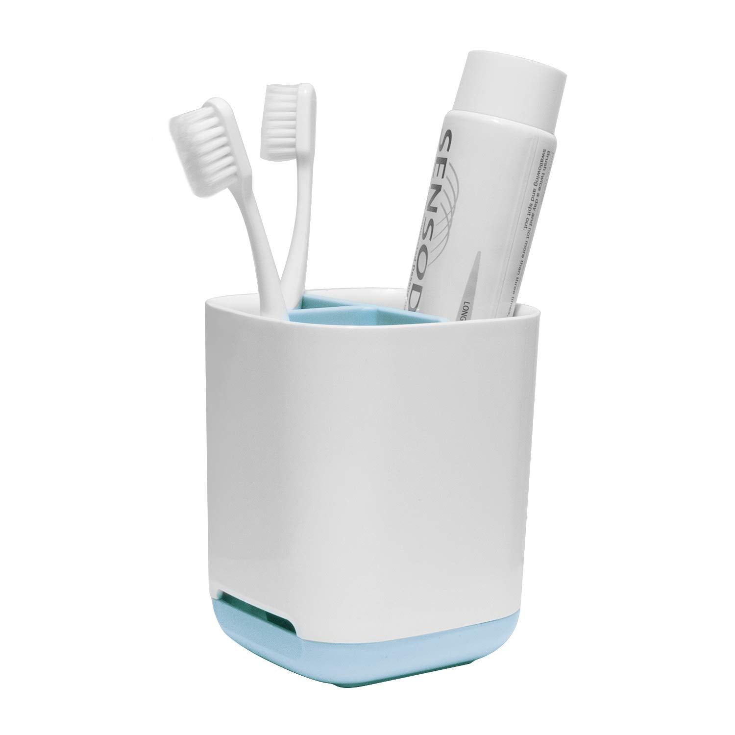 Plastic Bathroom Toothbrush Holder Toothpaste Storage Organizer Multi-Functional 3 Slots Toothbrush Caddy for Vanity Countertop