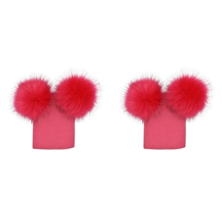 

2pcs Baby Girls Boys Double Pompom Hat Crochet Knitted Winter Warm Faux Fur Ball Hat Beanie Bonnet