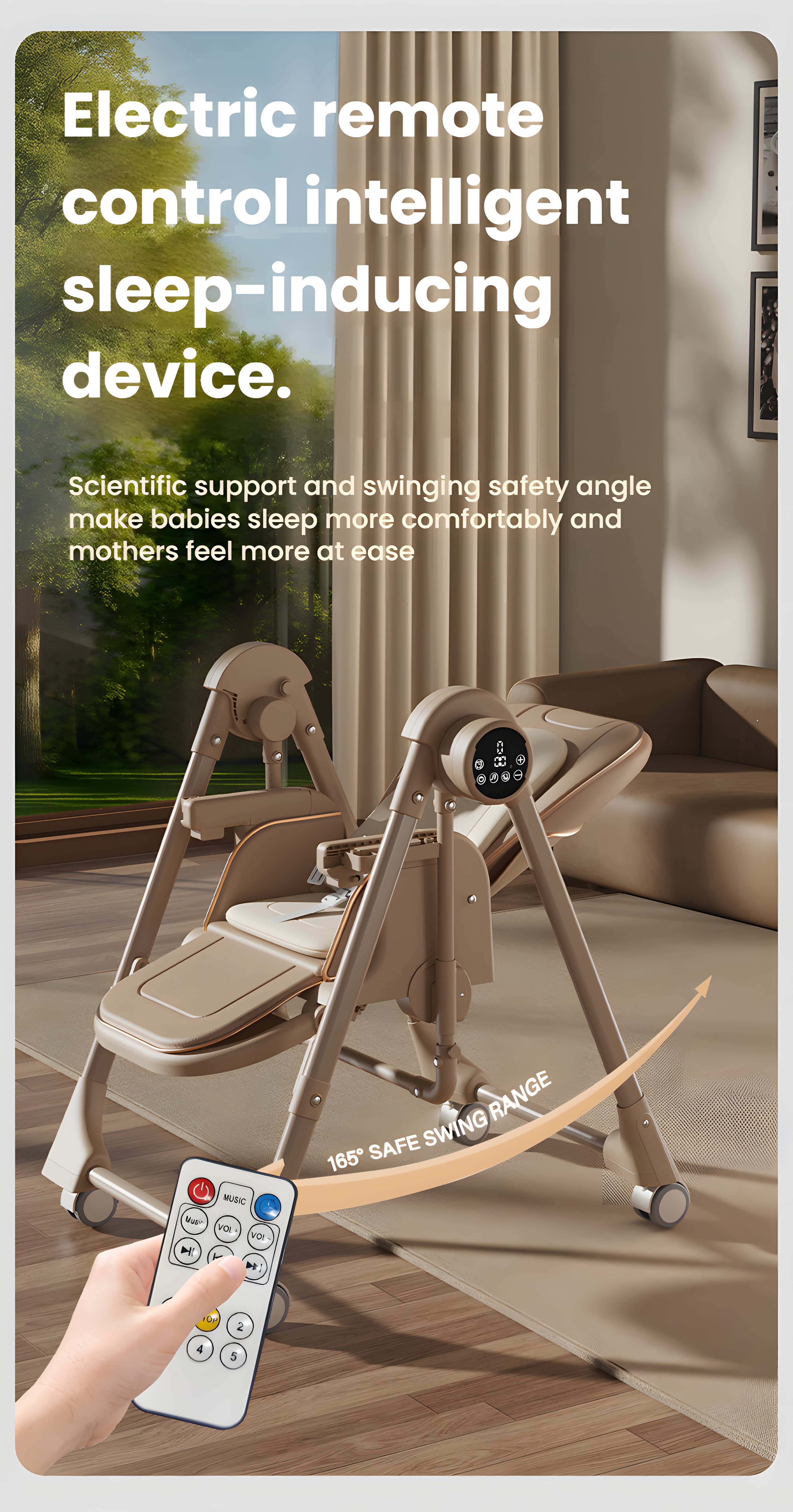 Electric Baby High Chair & Baby Swing Adjustable Seat for Eating,Portable ,Folding Baby Dining Chairs with Detachable Double Trays, Unisex,WHITE