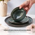 thumbnail image 4 of Onader 12 Piece Dinnerware Sets, Plates and Bowls Set for 4, Handmade Stoneware Dishes Sets for Home Restaurant, Dishwasher & Microwave Safe - Blackish Green, 4 of 9