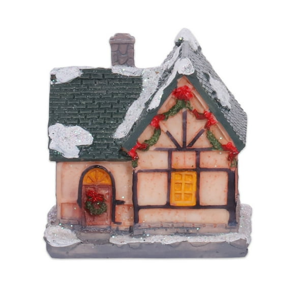 Lucoss Christmas Cottage LED Holiday Light Figurines Resin Lighted Indoor Decoration Houses Village Cottage for Festive Decorations Christmas Festive Fiber Optic for Table Top Decoration