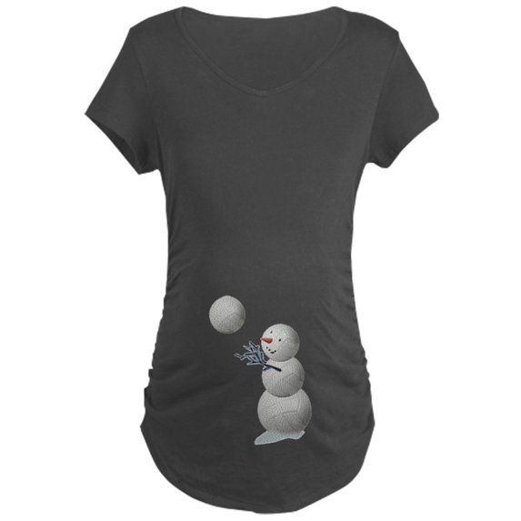 CafePress - Volleyball Snowman Maternity Dark T Shirt - Maternity Dark T-Shirt