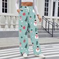 thumbnail image 7 of Women's Fashion Casual Loose Printed Wide-Leg Sports Pants with Christmas Print, Comfortable Home and Outdoor Wear, Elastic Waist with Drawstring for Easy Fit, Turquoise, S, 7 of 7
