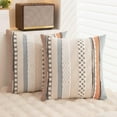 thumbnail image 4 of Boho Throw Pillow Covers Set of 2, 18x18 Farmhouse Striped Chenille Cushion Cases for Sofa Couch Bed, Orange, 4 of 6