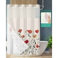 thumbnail image 2 of No Hook Shower Curtain with Snap in Liner, Linen Minimalist Poppy Plant Patterns Hotel Shower Curtains for Bathroom, Washable Shower Curtain Liner Set with Mesh Top Window, 48"x72", 2 of 6