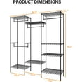 thumbnail image 3 of Historyli Metal Freestanding Clothing Organizer,Clothing Rack Heavy Duty Clothes Rack with 8 Shelves & 4 Hang Rods,Adjustable Closet Rack for Hanging Clothes,68.9" L x 15.7" W x 76.4" H,Black, 3 of 7