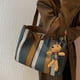 thumbnail image 3 of Bolso de lona a rayas para mujer, moderno bolso de mano para ir al trabajo, bandolera de hombro, tipo momia, 3 of 6