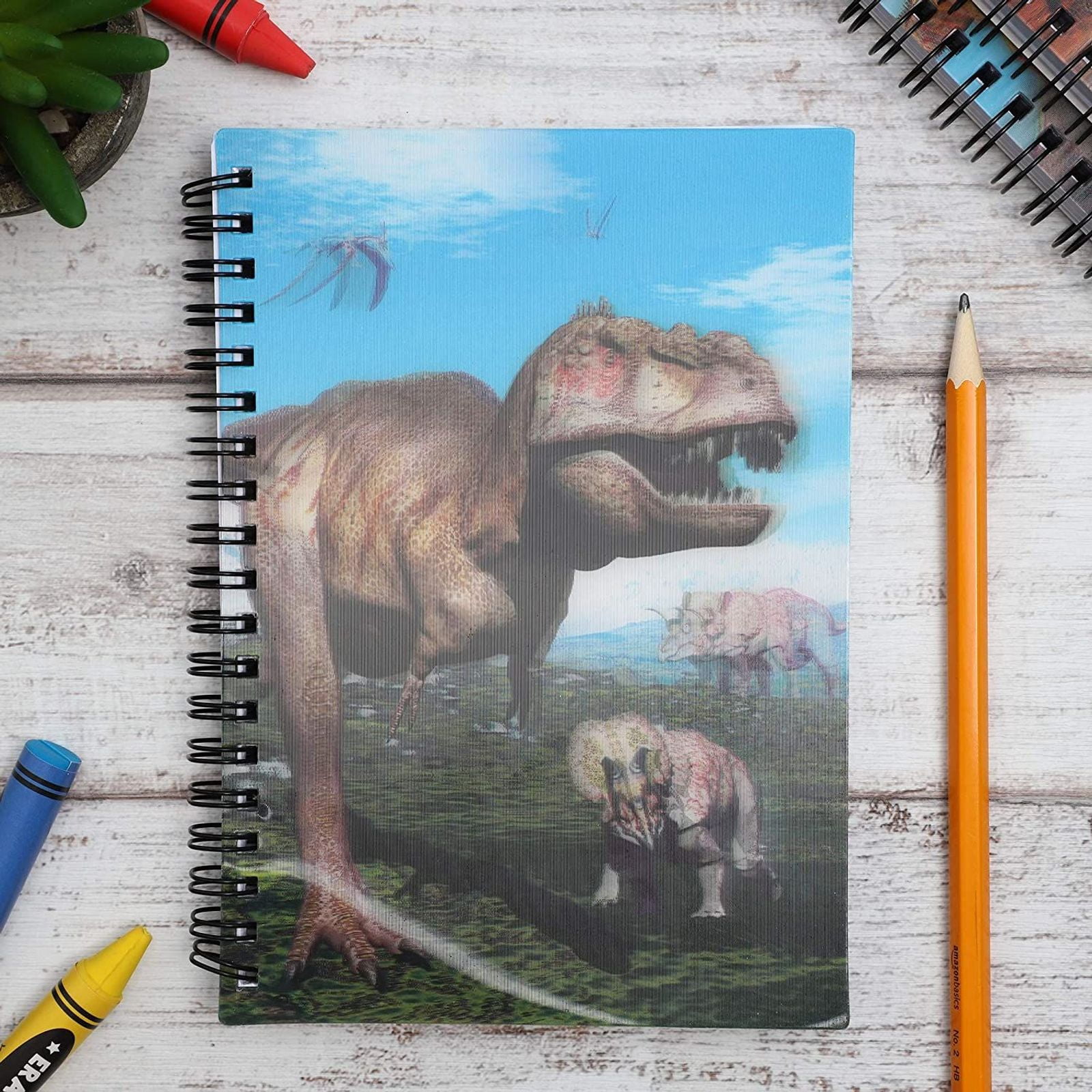 4.7 x 6.7 in, 6 Pack Dinosaur Soft Cover Notebooks with 3D Effect 