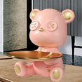 thumbnail image 4 of Bandeja de almacenamiento de oso de resina, estatua, bandeja para dulces, joyas, decoración de escritorio, coleccionable Rosado, 4 of 9