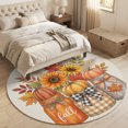 thumbnail image 4 of Round Area Rugs 4Ft, Bottle Pumpkins Fall Non-Slip Washable Circle Rugs Carpet, Thanksgiving Harvest Sunflowe Maple Indoor Outdoor Rug Floor Mats Throw Runner for Bedroom Living Room Bathroom, 4 of 8