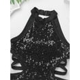 thumbnail image 5 of YEAHDOR Kids Gymnastics Leotards Girls Sleeveless Shiny Sequins Cutout Back Ballet Bodysuit Athletic Jumpsuit A Black 10, 5 of 7