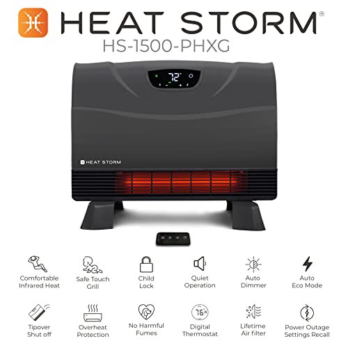 Heat Storm Phoenix HS-1500-PHX, Infrared Space Heater with Attachable Feet,  Remote Control, Energy Efficient-750-1500 Watts, Gray Floor or Wall |  Walmart Canada