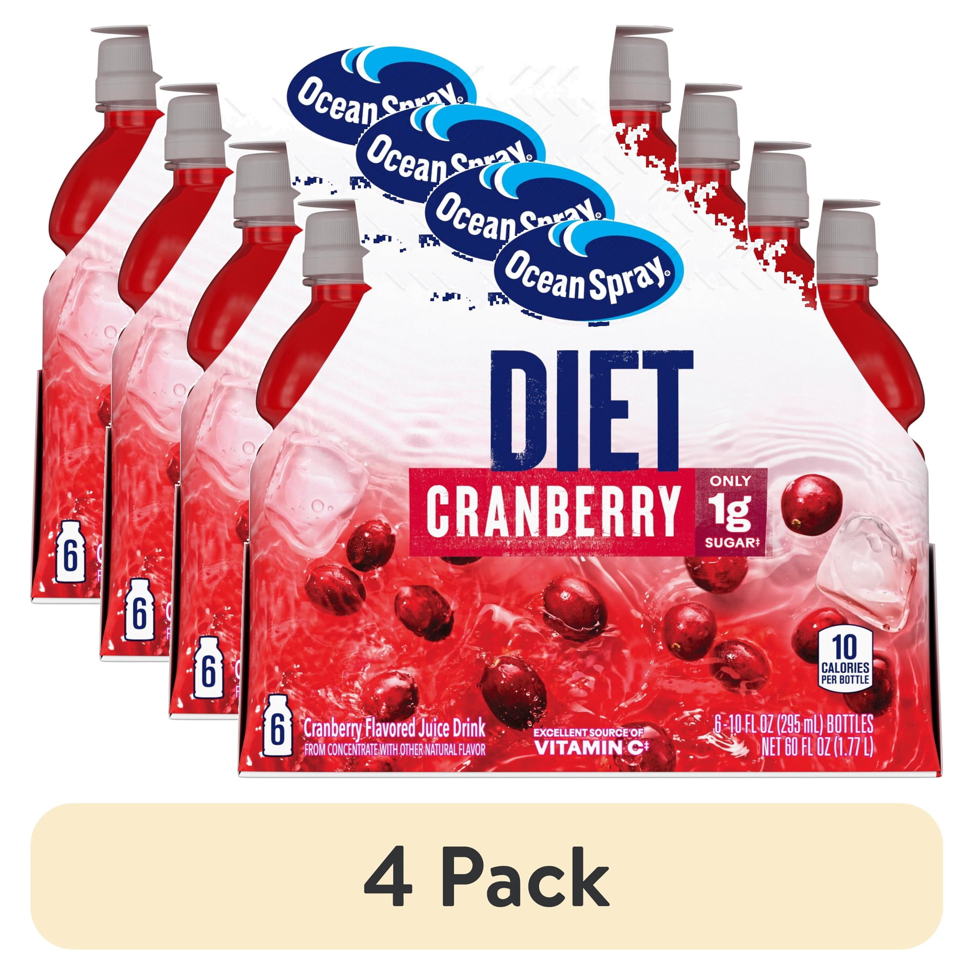 (4 pack) Ocean Spray® Diet Cranberry Juice Drinks, 10 fl oz Bottles, 6 Count
