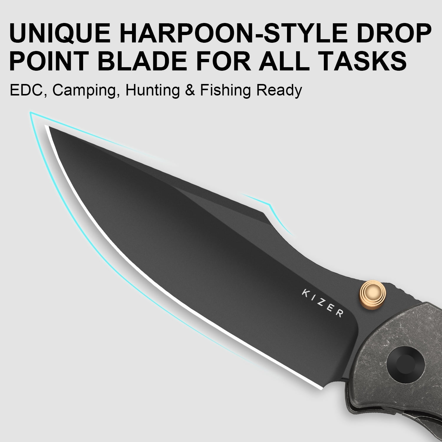 Kizer Harpoon Fold Folding Pocket Knife Elmax Blade Titanium Handle Ki4784A3