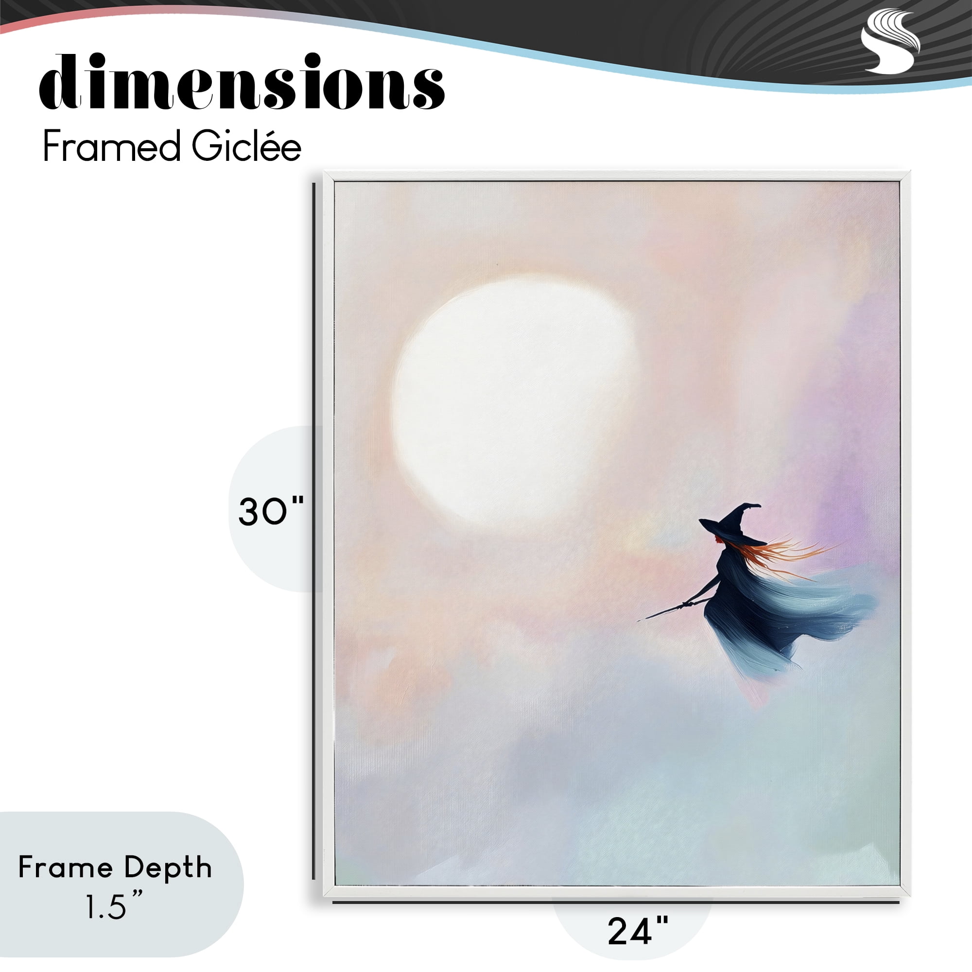 Stupell Industries Witch Flying at Sunset White Framed Giclee Art, design by The Prints Vibe