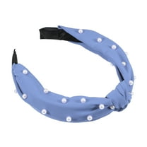 Unique Bargains 1 Pcs Hairband for Women Satin Knotted Pearl Headband Blue 1.1 Inch Wide