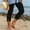 Black, variant on Women's Solid Color Split Hem with Button Tight Yoga Capri Pants Stretchy Elastic Waist Casual Workout 7/8 Leggings Red