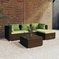 thumbnail image 1 of vidaXL 5 Piece Garden Lounge Set with Cushions Poly Rattan Brown, 1 of 5