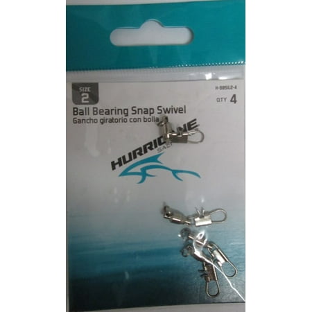 Two 2 Snap - Hurricane H-BBSIL2-4 Size 2 Chrome Ball Bearing Duo-Lock Snap Swivels (4 Pack)