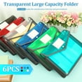 thumbnail image 4 of 6 Pack Plastic Expanding File Folder with Snap Closure, A4 Size Accordion File Pouch, Waterproof Clear Document Envelopes for School Subjects File Organizer, 4 of 11