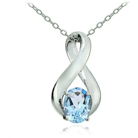 ONLINE - Blue Topaz Sterling Silver Polished Infinity Necklace