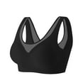 thumbnail image 2 of Gymayou Women Thin Breathable Seamless Wireless Bra V Mesh Beauty Back Fixed Molded Cup Vest Style Lingerie Sleep Bras Black XL, 2 of 9